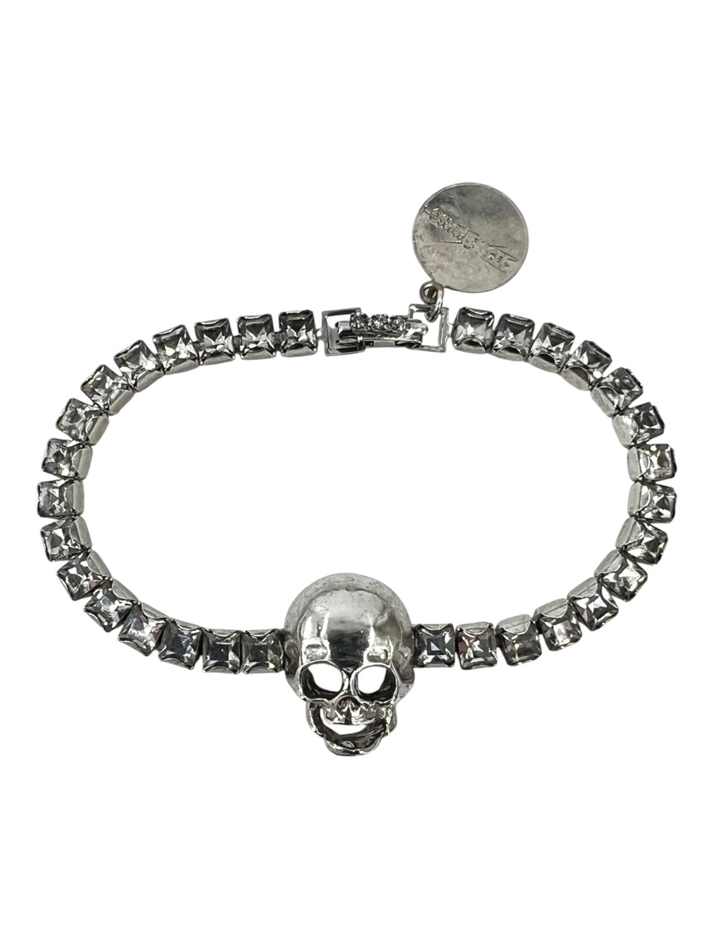 TOM BINNS Silver Swarovski Skull Bracelet In Original Box
